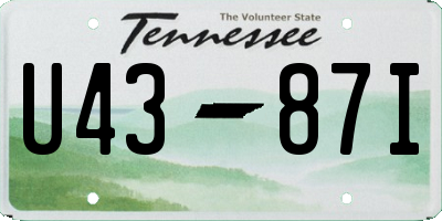 TN license plate U4387I