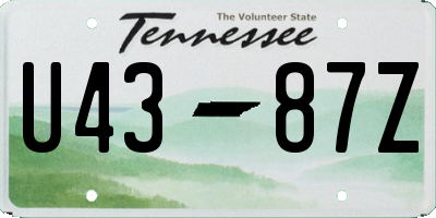 TN license plate U4387Z