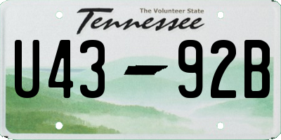 TN license plate U4392B