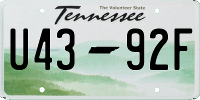 TN license plate U4392F