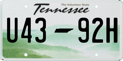 TN license plate U4392H