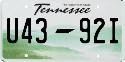 TN license plate U4392I