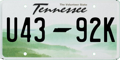 TN license plate U4392K