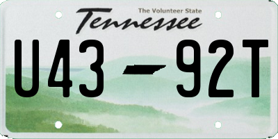 TN license plate U4392T