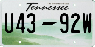 TN license plate U4392W
