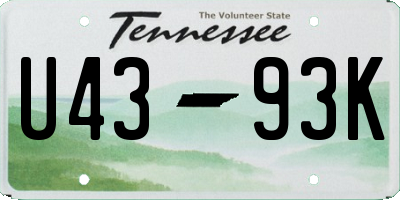 TN license plate U4393K