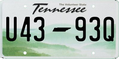 TN license plate U4393Q