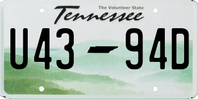 TN license plate U4394D
