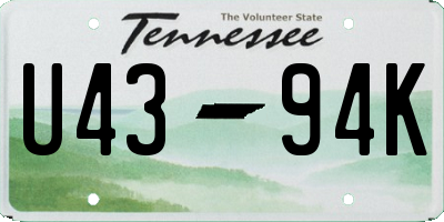 TN license plate U4394K