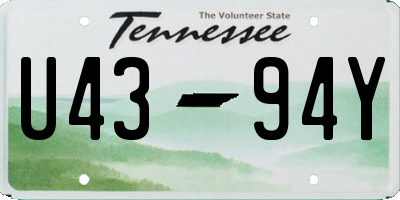 TN license plate U4394Y