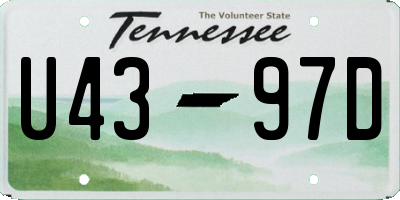 TN license plate U4397D