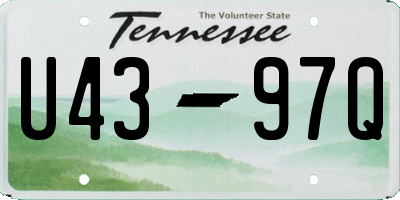 TN license plate U4397Q