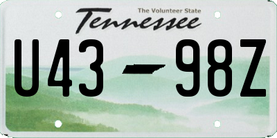 TN license plate U4398Z
