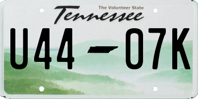 TN license plate U4407K