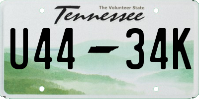 TN license plate U4434K