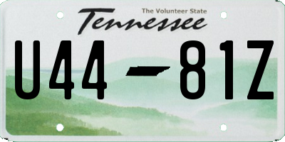 TN license plate U4481Z