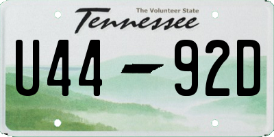 TN license plate U4492D