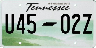 TN license plate U4502Z