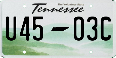 TN license plate U4503C