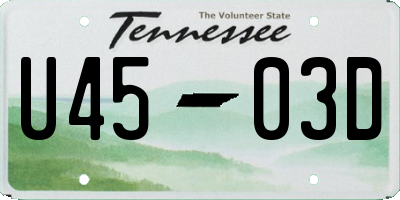 TN license plate U4503D