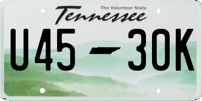 TN license plate U4530K