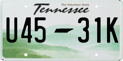 TN license plate U4531K