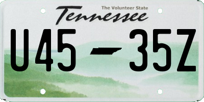 TN license plate U4535Z