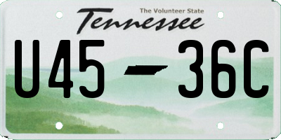 TN license plate U4536C