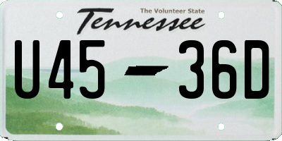 TN license plate U4536D