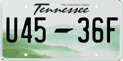 TN license plate U4536F