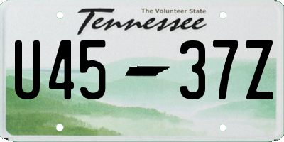 TN license plate U4537Z