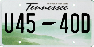 TN license plate U4540D