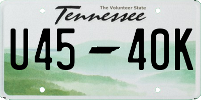 TN license plate U4540K