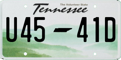 TN license plate U4541D