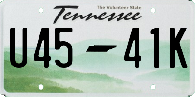 TN license plate U4541K