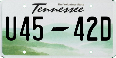 TN license plate U4542D
