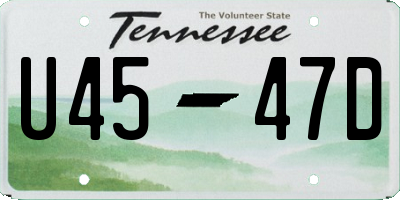TN license plate U4547D