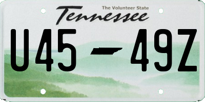 TN license plate U4549Z