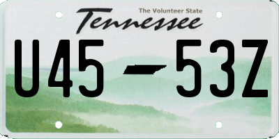 TN license plate U4553Z