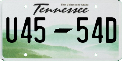 TN license plate U4554D