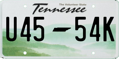 TN license plate U4554K