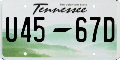 TN license plate U4567D