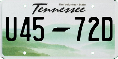 TN license plate U4572D