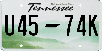 TN license plate U4574K