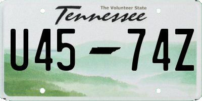 TN license plate U4574Z