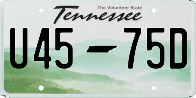 TN license plate U4575D