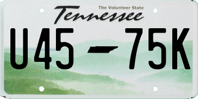 TN license plate U4575K