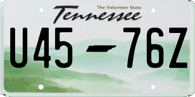 TN license plate U4576Z
