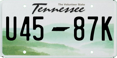 TN license plate U4587K