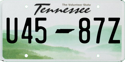 TN license plate U4587Z